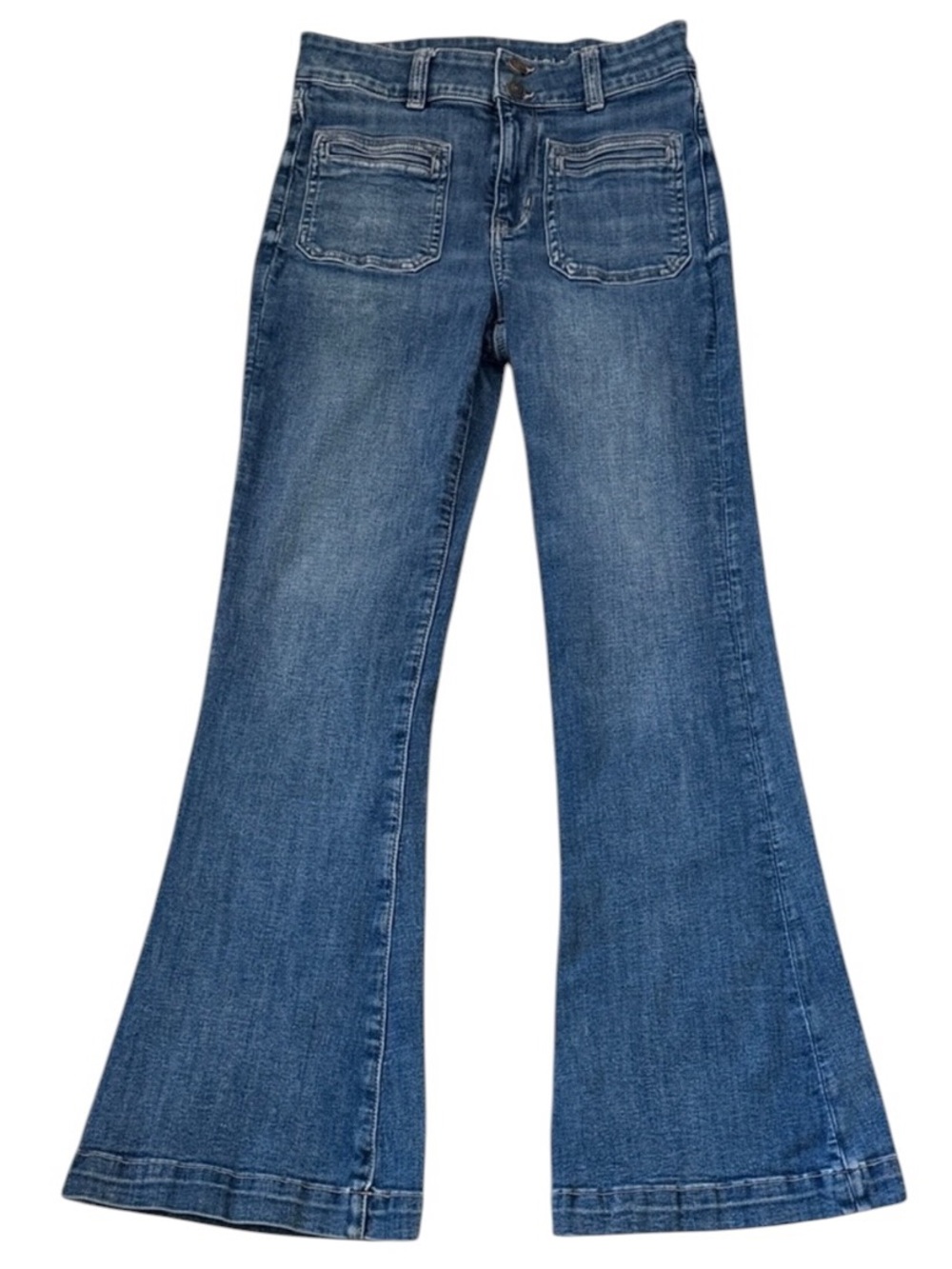American Eagle Super Hi-Rise Flare Jeans 4R 26x30 Medium Wash Stretch Denim